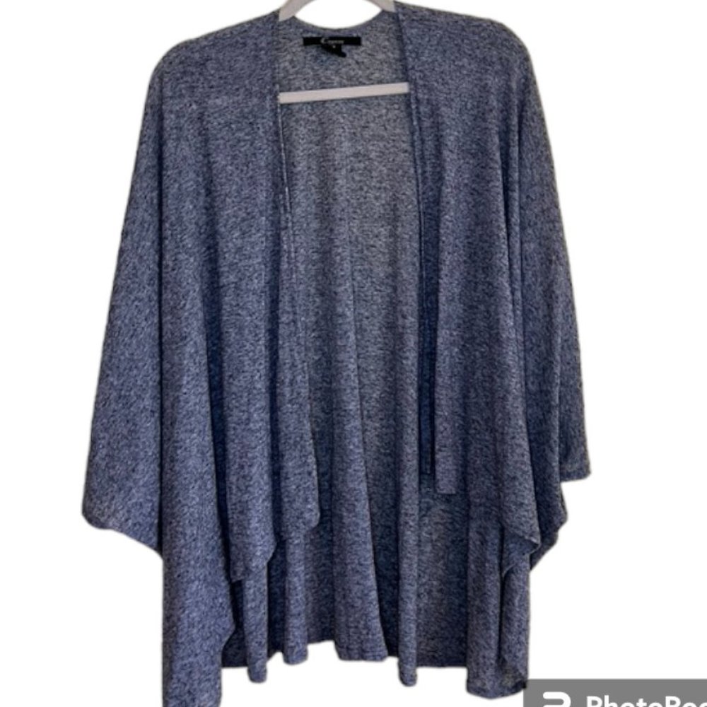 Linen Blend Navy/Grey Heathered Wrap. OSFM (One Size Fits Most)